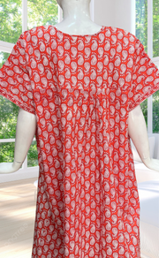 Orange Paisley Print Full Open Pure Cotton Nighty. Pure Cotton | Laces and Frills