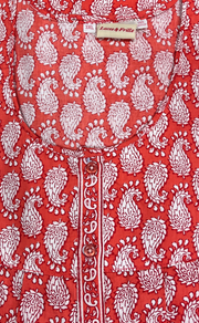 Orange Paisley Print Full Open Pure Cotton Nighty. Pure Cotton | Laces and Frills