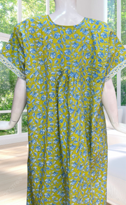 Lime Green Garden Full Open Pure Cotton Nighty. Pure Cotton | Laces and Frills