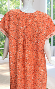 Peach Garden Full Open Pure Cotton Nighty. Pure Cotton | Laces and Frills