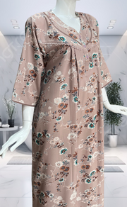 Light Peach Garden Spun Long Sleeves Nighty. Flowy Spun Fabric | Laces and Frills