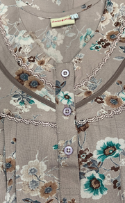 Light Peach Garden Spun Long Sleeves Nighty. Flowy Spun Fabric | Laces and Frills