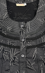 Black Leafy Spun Long Sleeves Nighty. Flowy Spun Fabric | Laces and Frills