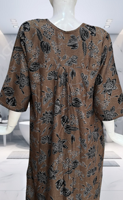 Mustard Garden Spun Long Sleeves Nighty. Flowy Spun Fabric | Laces and Frills - Laces and Frills