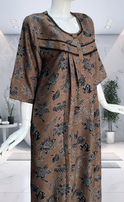 Mustard Garden Spun Long Sleeves Nighty. Flowy Spun Fabric | Laces and Frills - Laces and Frills