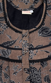 Mustard Garden Spun Long Sleeves Nighty. Flowy Spun Fabric | Laces and Frills - Laces and Frills