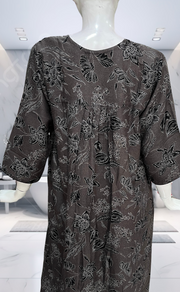 Black Garden Spun Long Sleeves Nighty. Flowy Spun Fabric | Laces and Frills