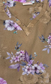 Beige Floral Chiffon Nighty. Delicate Chiffon | Laces and Frills - Laces and Frills