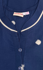 Navy Blue Ikkat Pure Cotton Nighty. Pure Durable Cotton | Laces and Frills - Laces and Frills