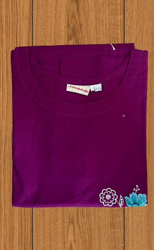 Purple Floral Kurti Co-ord Set . Versatile Cotton Fabric. | Laces and Frills - Laces and Frills