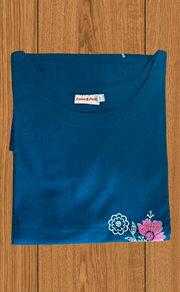 Teal Green Floral Kurti Co-ord Set . Versatile Cotton Fabric. | Laces and Frills - Laces and Frills