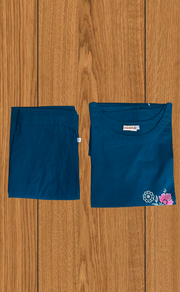 Teal Green Floral Kurti Co-ord Set . Versatile Cotton Fabric. | Laces and Frills - Laces and Frills