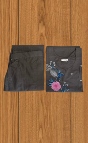 Beige Floral Kurti Co-ord Set . Versatile Cotton Fabric. | Laces and Frills - Laces and Frills