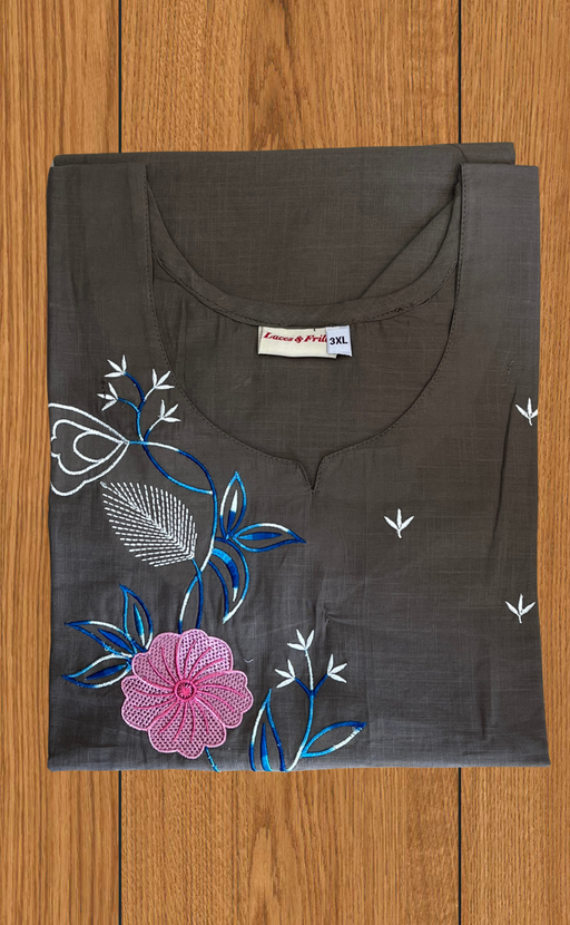 Beige Floral Kurti Co-ord Set . Versatile Cotton Fabric. | Laces and Frills - Laces and Frills