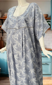 Light Blue Leafy Spun Nighty. Flowy Spun Fabric | Laces and Frills