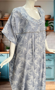 Light Blue Leafy Spun Nighty. Flowy Spun Fabric | Laces and Frills