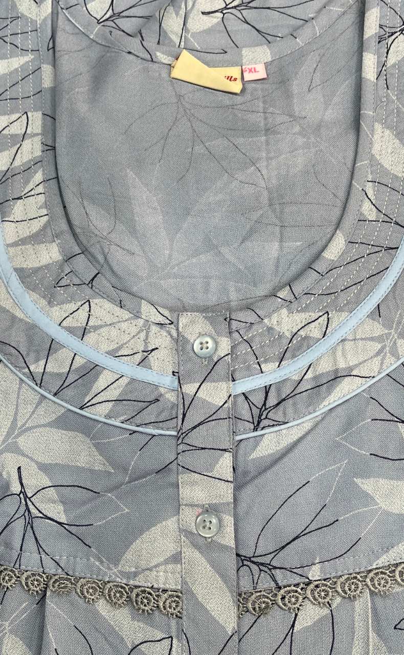 Light Blue Leafy Spun Nighty. Flowy Spun Fabric | Laces and Frills