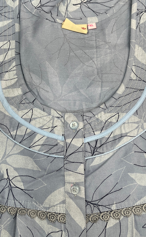 Light Blue Leafy Spun Nighty. Flowy Spun Fabric | Laces and Frills