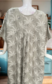 Beige Leafy Spun Nighty. Flowy Spun Fabric | Laces and Frills