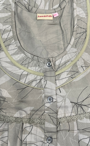 Beige Leafy Spun Nighty. Flowy Spun Fabric | Laces and Frills