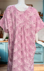 Pink Leafy Spun Nighty. Flowy Spun Fabric | Laces and Frills