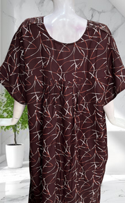 Brown Abstract Spun Nighty. Flowy Spun Fabric | Laces and Frills