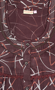 Brown Abstract Spun Nighty. Flowy Spun Fabric | Laces and Frills
