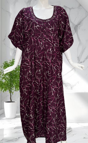 Violet Abstract Spun Nighty. Flowy Spun Fabric | Laces and Frills