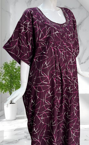 Violet Abstract Spun Nighty. Flowy Spun Fabric | Laces and Frills