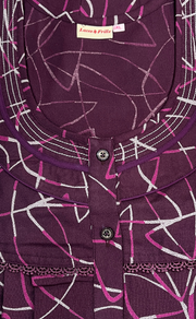 Violet Abstract Spun Nighty. Flowy Spun Fabric | Laces and Frills