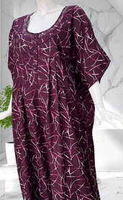 Violet Abstract Spun Nighty. Flowy Spun Fabric | Laces and Frills