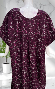 Violet Abstract Spun Nighty. Flowy Spun Fabric | Laces and Frills