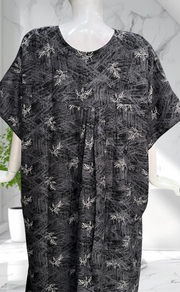 Black Leafy Spun Nighty. Flowy Spun Fabric | Laces and Frills