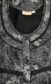 Black Leafy Spun Nighty. Flowy Spun Fabric | Laces and Frills