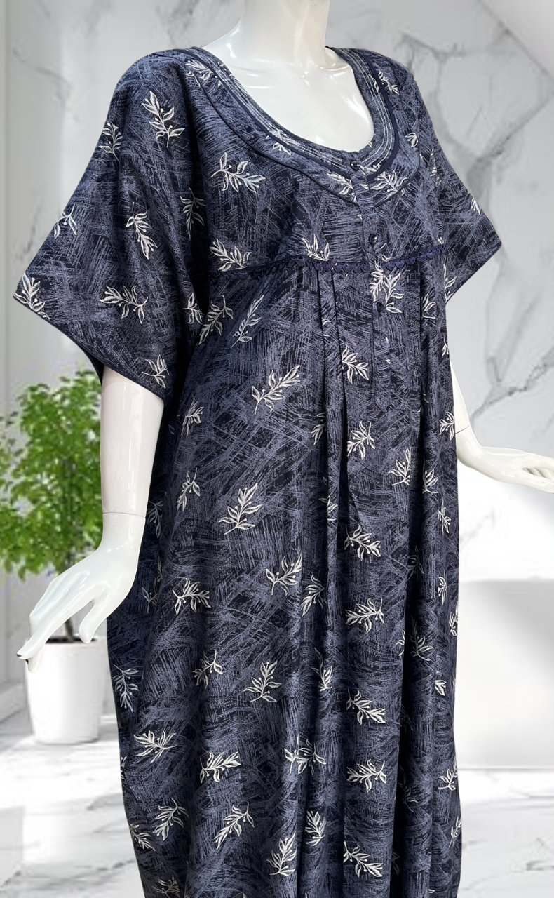 Maroon Leafy Spun Nighty. Flowy Spun Fabric | Laces and Frills