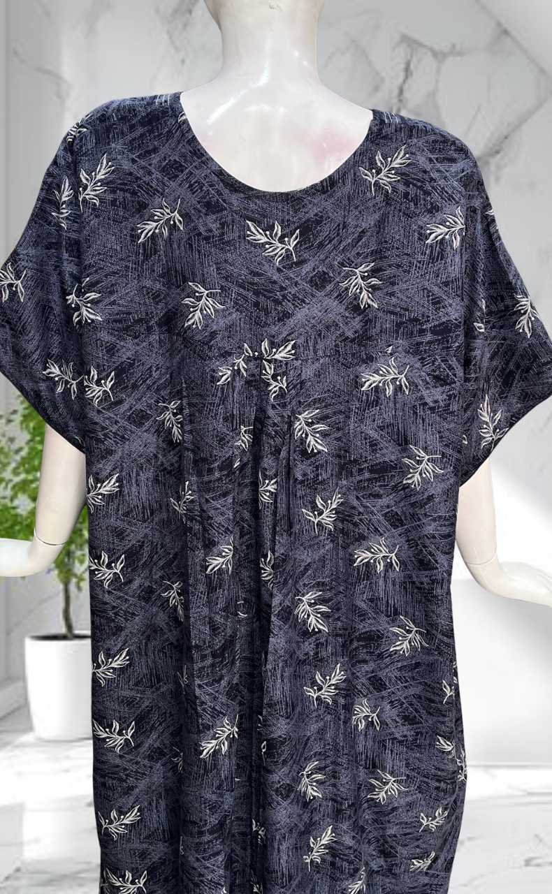 Maroon Leafy Spun Nighty. Flowy Spun Fabric | Laces and Frills