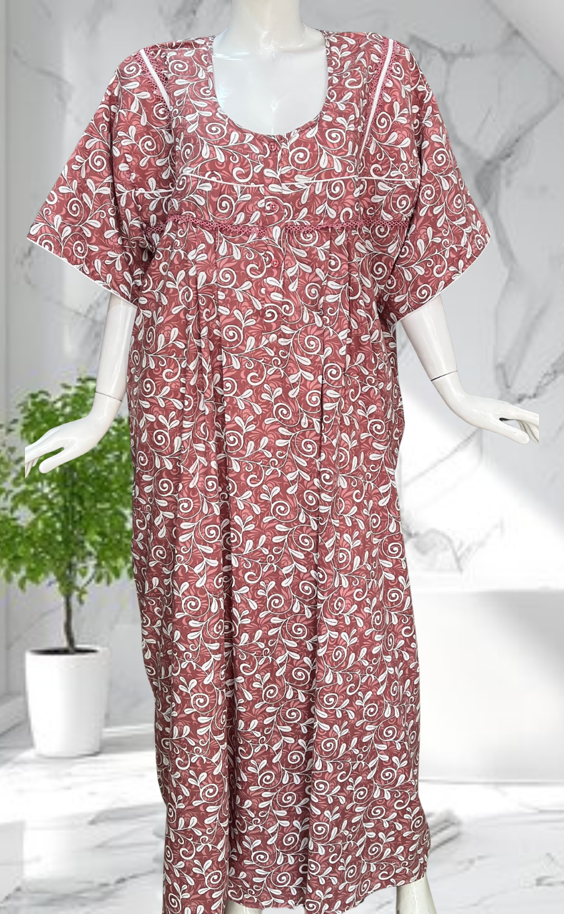 Peach Garden Soft Cotton Nighty. Soft Breathable Fabric | Laces and Frills