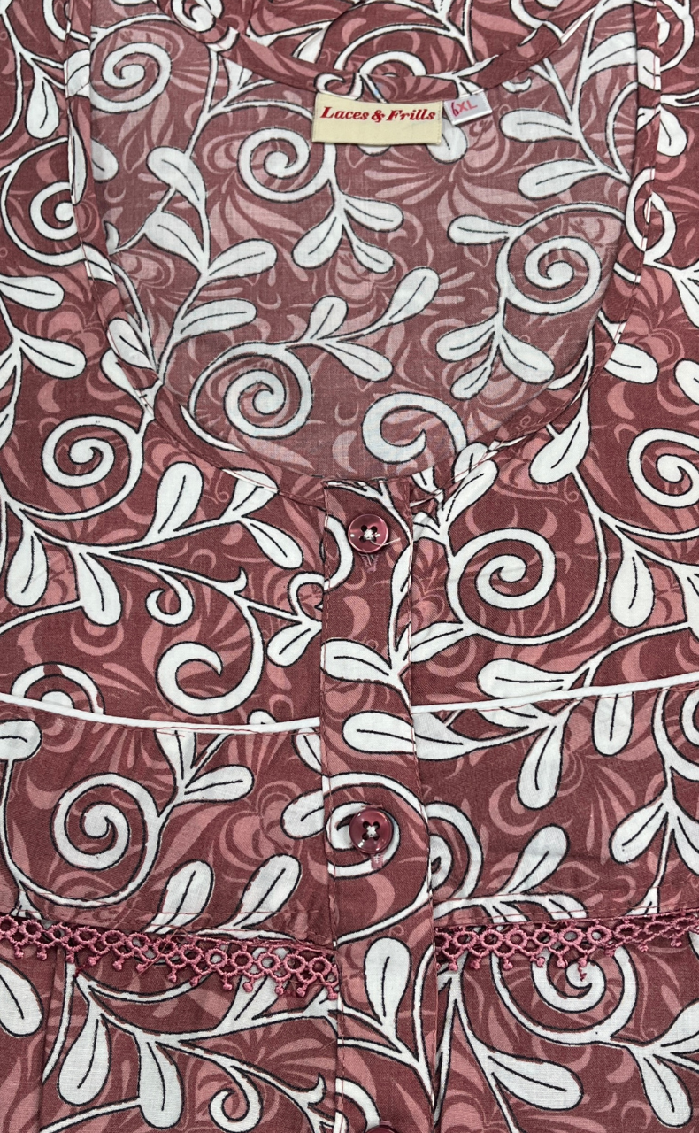 Peach Garden Soft Cotton Nighty. Soft Breathable Fabric | Laces and Frills