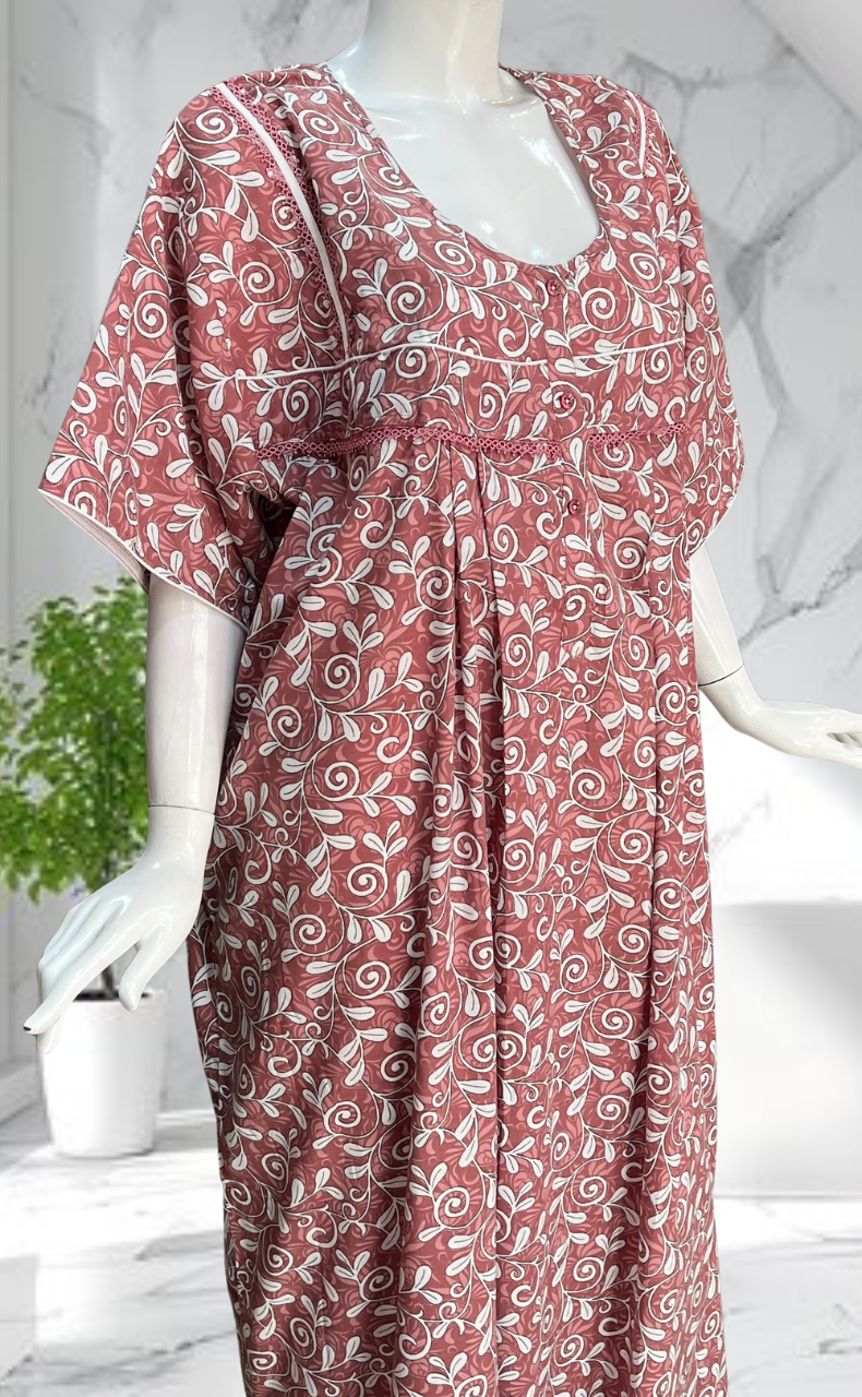 Peach Garden Soft Cotton Nighty. Soft Breathable Fabric | Laces and Frills