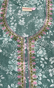 Green Garden Soft Cotton Nighty. Soft Breathable Fabric | Laces and Frills