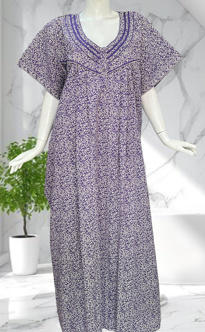 Lavender Garden Pure Cotton Nighty. Pure Durable Cotton | Laces and Frills
