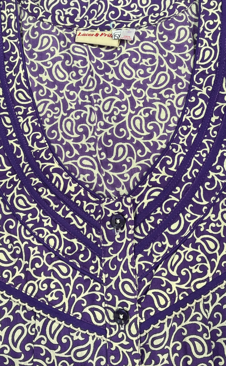 Lavender Garden Pure Cotton Nighty. Pure Durable Cotton | Laces and Frills