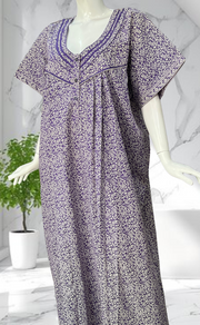 Lavender Garden Pure Cotton Nighty. Pure Durable Cotton | Laces and Frills