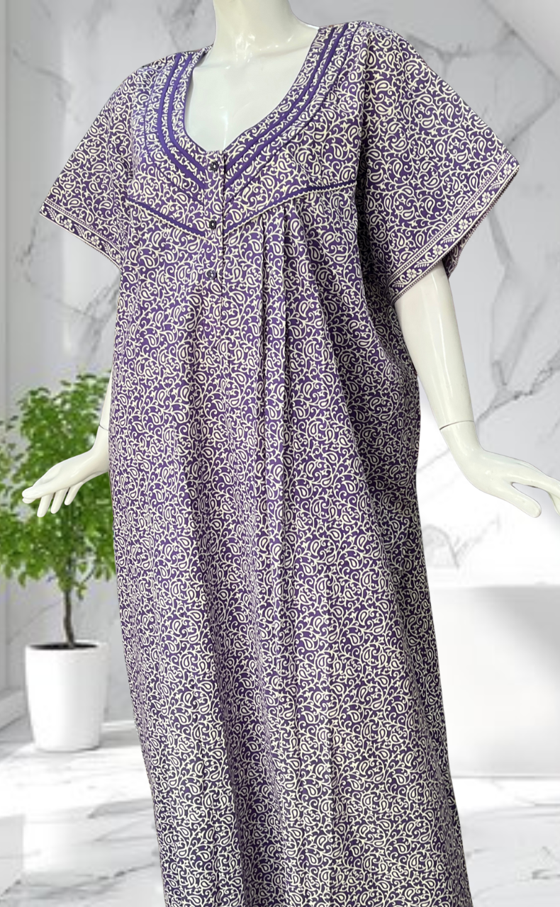 Lavender Garden Pure Cotton Nighty. Pure Durable Cotton | Laces and Frills