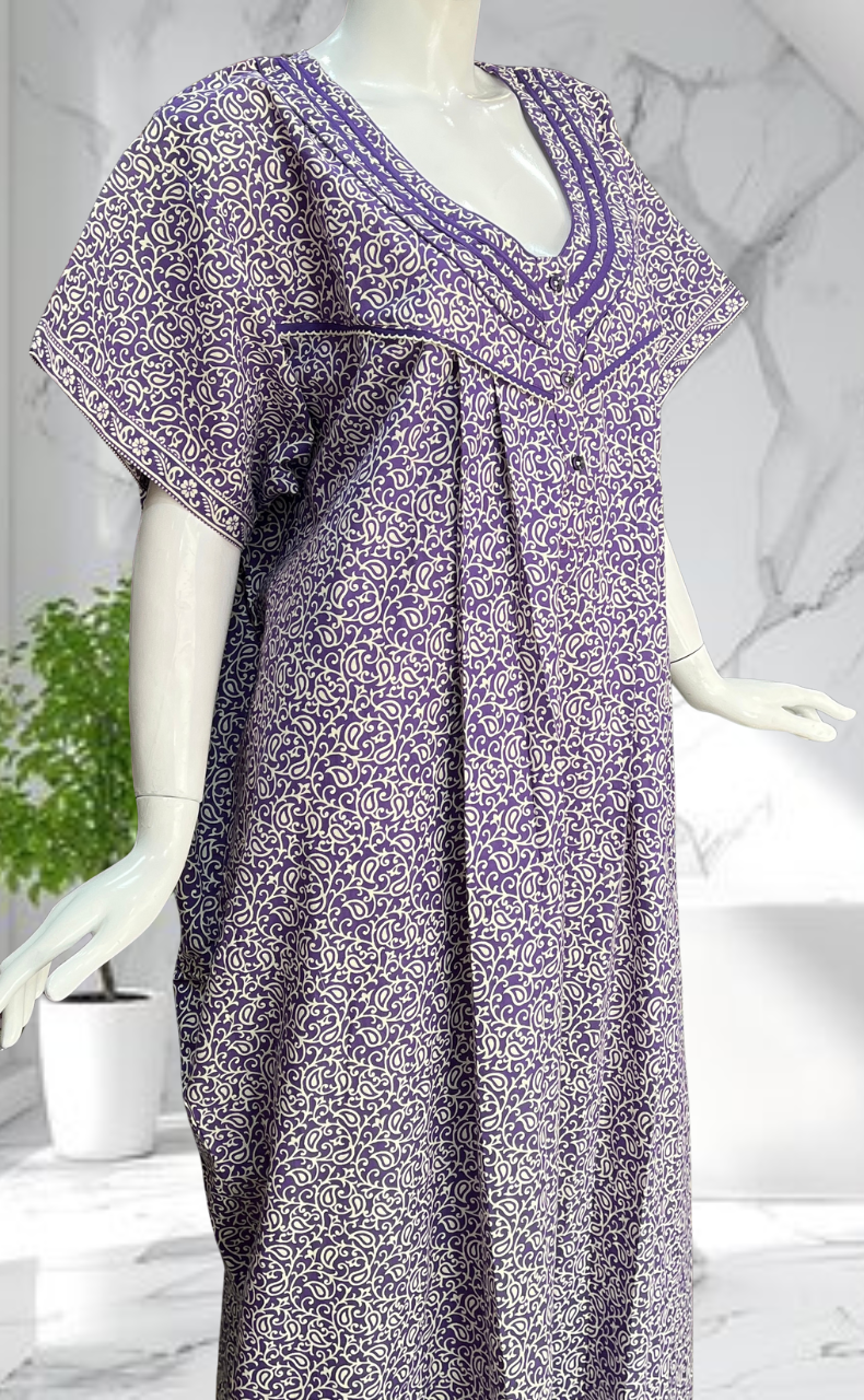 Lavender Garden Pure Cotton Nighty. Pure Durable Cotton | Laces and Frills