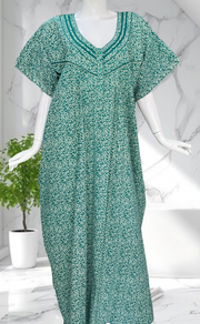 Sea Green Garden Pure Cotton Nighty. Pure Durable Cotton | Laces and Frills