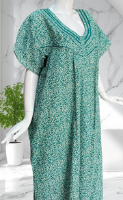 Sea Green Garden Pure Cotton Nighty. Pure Durable Cotton | Laces and Frills