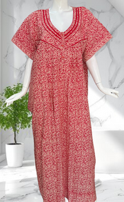 Red Garden Pure Cotton Nighty. Pure Durable Cotton | Laces and Frills
