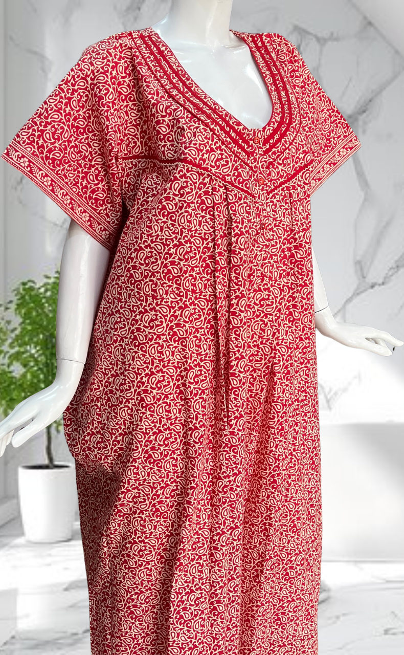 Red Garden Pure Cotton Nighty. Pure Durable Cotton | Laces and Frills