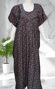 Grey Floral Spun Nighty. Flowy Spun Fabric | Laces and Frills